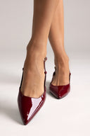 TFP Slingback Μυτερές Γόβες - Μπορντό Λουστρίνι