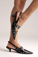Γόβες Slingback CORINA - Μαύρο Σπαστό Λουστρίνι