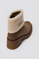 Carmela 162659 Suede Ankle Boots with Sherpa Cuf - Taupe Suede - thefashionproject.gr - CARMELA