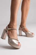 Crystal Platform Sandals TFP - Champagne Metallic - thefashionproject.gr - TFP