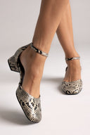 Cutout Ballet Flats TFP - Ivory Black Snake Print - thefashionproject.gr - TFP