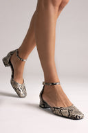 Cutout Ballet Flats TFP - Ivory Black Snake Print - thefashionproject.gr - TFP