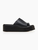 Flatforms δερμάτινα με άνιση φάσα estil - Μαύρο - thefashionproject.gr - Estil