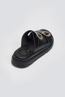 Flatforms δερμάτινα σανδάλια με τοκάδες Tfp - Μαύρο - thefashionproject.gr - TFP