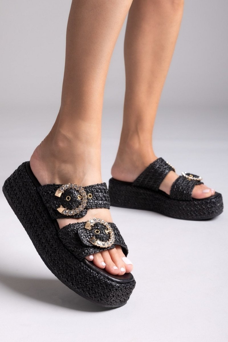 Flatforms σανδάλια με στρας Mariella Fabiani 2503/02 Μαύρο