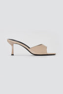 Stephan - Heel Mules Wide Strap - Beige Patent