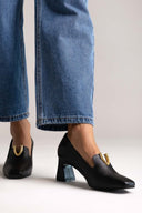 Leather Pumps Iris V Cut - Black Matte - thefashionproject.gr - IRIS