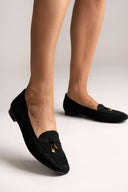 Loafers Suede Metal Bit TFP - Black Suede - thefashionproject.gr - TFP
