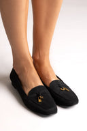 Loafers Suede Metal Bit TFP - Black Suede - thefashionproject.gr - TFP