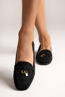 Loafers Suede Metal Bit TFP - Black Suede - thefashionproject.gr - TFP