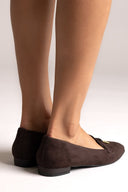 Loafers Suede Metal Bit TFP - Brown Suede - thefashionproject.gr - TFP