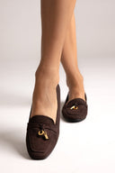 Loafers Suede Metal Bit TFP - Brown Suede - thefashionproject.gr - TFP