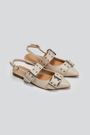 Μπαλαρίνες μυτερές με τοκάδες - Μπεζ - thefashionproject.gr - Ideal shoes