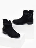 Μποτάκια αστραγάλου suede με ζωνάκι - Μαύρο - thefashionproject.gr - The Fashion Project