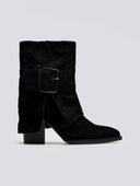 Μποτάκια suede με γύρισμα και τοκά - Μαύρο - thefashionproject.gr - The Fashion Project