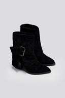 Μποτάκια suede με γύρισμα και τοκά - Μαύρο - thefashionproject.gr - The Fashion Project