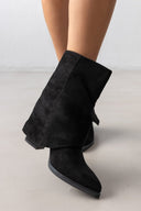 Μποτάκια suede με γύρισμα και τοκά - Μαύρο - thefashionproject.gr - The Fashion Project