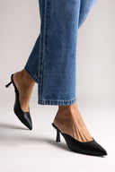 Mules Kitten Heel TFP - Black Matte - thefashionproject.gr - TFP