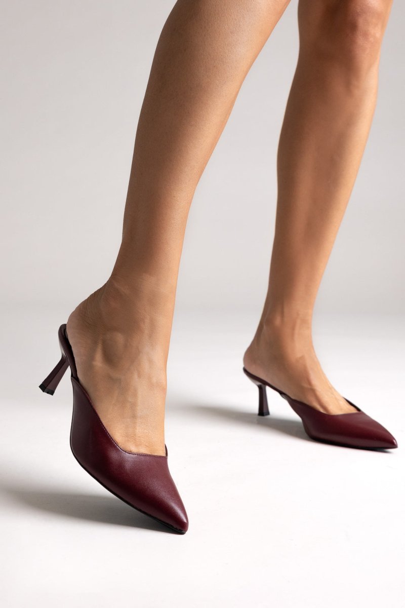 Kitten Heel Mules - Bordeaux Matte – thefashionproject.gr