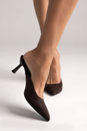 Mules Kitten Heel TFP - Brown Suede - thefashionproject.gr - TFP