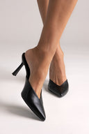 Mules Stiletto V Cut TFP - Black Matte - thefashionproject.gr - TFP