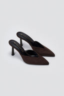 Mules Stiletto V Cut TFP - Brown Suede - thefashionproject.gr - TFP