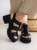 Πέδιλα δερμάτινα με chunky σόλα Ragazza 01241 - Μαύρο - thefashionproject.gr - RAGAZZA