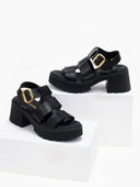 Πέδιλα δερμάτινα με chunky σόλα Ragazza 01241 - Μαύρο - thefashionproject.gr - RAGAZZA