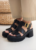 Πέδιλα δερμάτινα με chunky σόλα Ragazza 01241 - Μαύρο - thefashionproject.gr - RAGAZZA