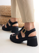 Πέδιλα δερμάτινα με chunky σόλα Ragazza 01241 - Μαύρο - thefashionproject.gr - RAGAZZA