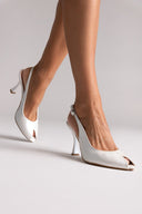 Peep Toe Slingback Pumps TFP - Pearl Metallic - thefashionproject.gr - TFP