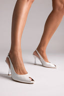 Peep Toe Slingback Pumps TFP - Pearl Metallic - thefashionproject.gr - TFP