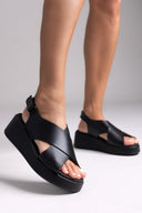 Πλατφόρμες δερμάτινες crossover Ragazza 01137 - Μαύρο - thefashionproject.gr - RAGAZZA