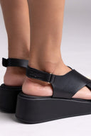 Πλατφόρμες δερμάτινες crossover Ragazza 01137 - Μαύρο - thefashionproject.gr - RAGAZZA