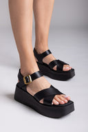 Πλατφόρμες δερμάτινες crossover RAGAZZA 0724 - Μαύρο - thefashionproject.gr - RAGAZZA