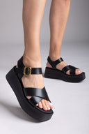 Πλατφόρμες δερμάτινες crossover RAGAZZA 0724 - Μαύρο - thefashionproject.gr - RAGAZZA