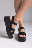 Πλατφόρμες δερμάτινες crossover RAGAZZA 0724 - Μαύρο - thefashionproject.gr - RAGAZZA