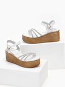 Πλατφόρμες δερμάτινες με στρας estil - Λευκό - thefashionproject.gr - Estil