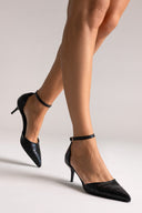 Pointed Cutout Pumps TFP - Black Croc - thefashionproject.gr - TFP