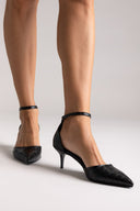 Pointed Cutout Pumps TFP - Black Croc - thefashionproject.gr - TFP