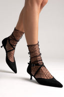 Pointed Kitten Heel Pumps - Black Suede - thefashionproject.gr - TFP