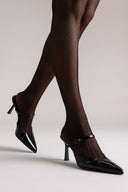 Pointed Strap Mules TFP - Black Patent - thefashionproject.gr - TFP