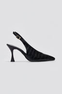 Pumps Slingback TFP - Black Croc - thefashionproject.gr - TFP