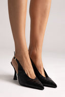 Pumps Slingback TFP - Black Croc - thefashionproject.gr - TFP