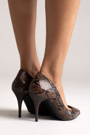 Pumps Snake Print TFP - Brown Snake Print - thefashionproject.gr - TFP