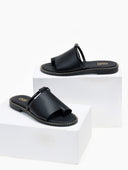Σανδάλια δερμάτινα με φαρδιά φάσα Estil - Μαύρο - thefashionproject.gr - Estil
