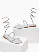 Σανδάλια δερμάτινα με κρύσταλλα Iris Sandals - Ασημί - thefashionproject.gr - IRIS