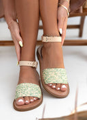 Σανδάλια δερμάτινα με ψάθα Iris Sandals - Μέντα - thefashionproject.gr - IRIS