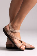 Σανδάλια δερμάτινα με velcro Interbios - Μπεζ - thefashionproject.gr - Inter - Bios