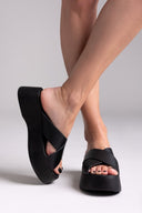 Σανδάλια flatforms crossover Estil - Μαύρο - thefashionproject.gr - Estil